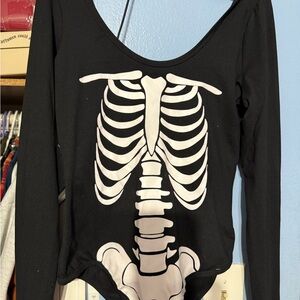 Black Skeleton Print Bodysuit